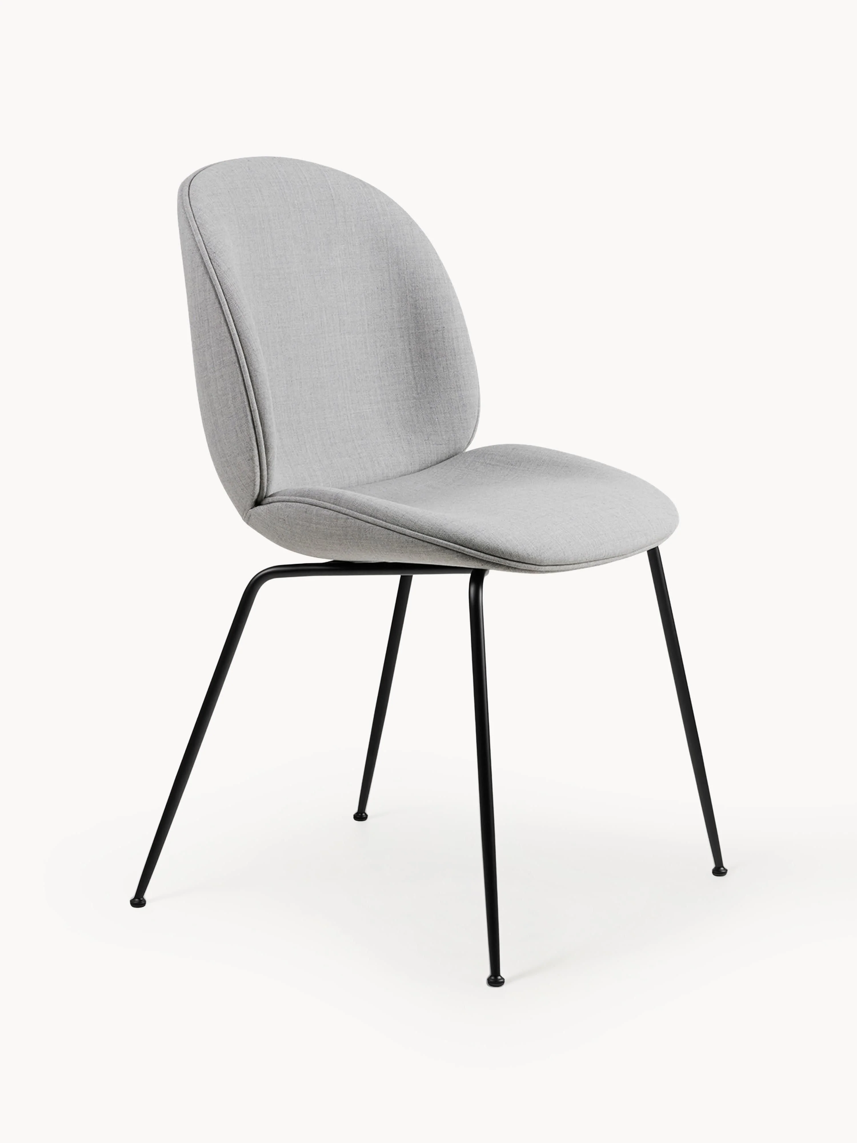 gubi Beetle upholstered chair, Woven fabric, light grey, matte black
