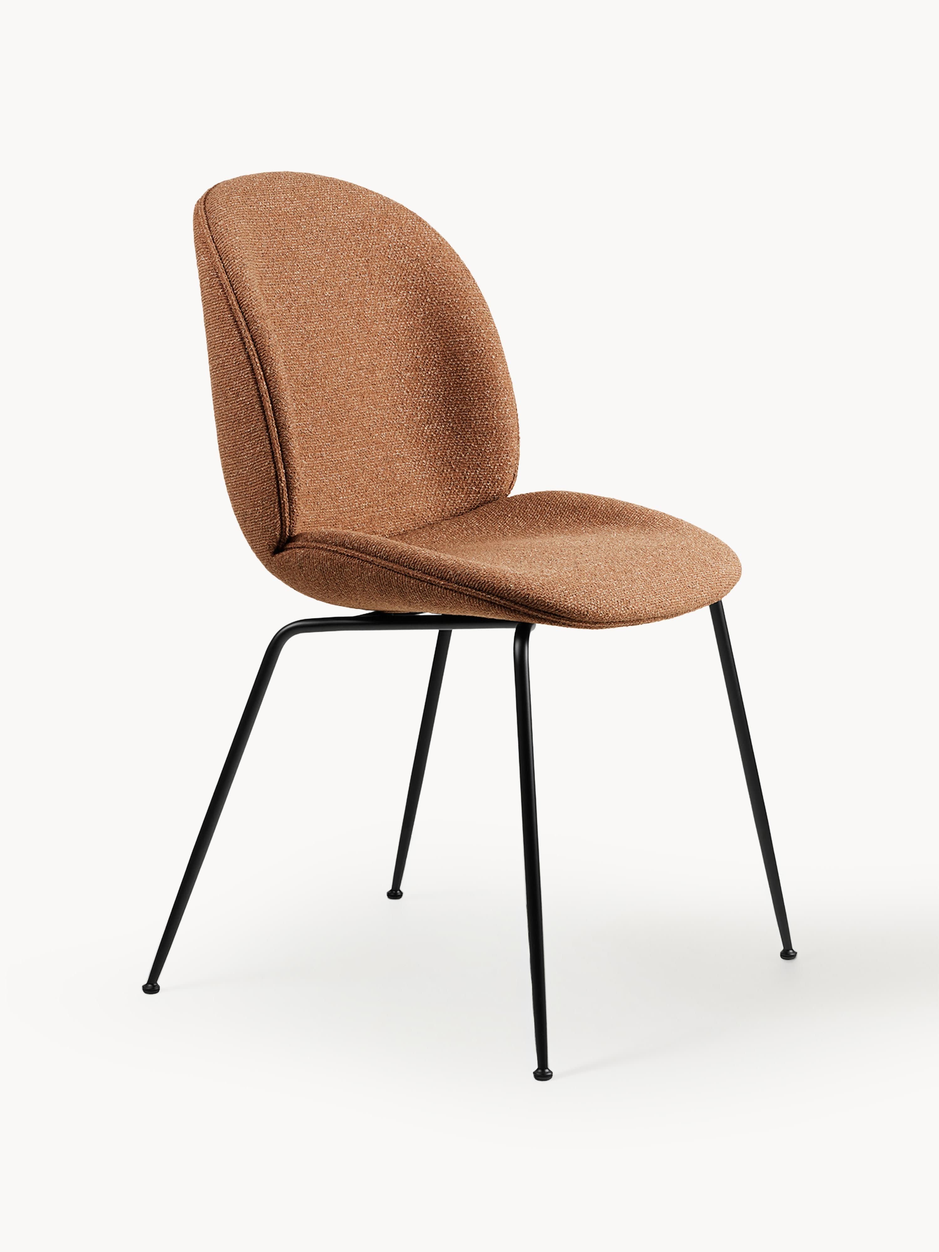 gubi Beetle upholstered chair, Terracotta woven fabric, matte black