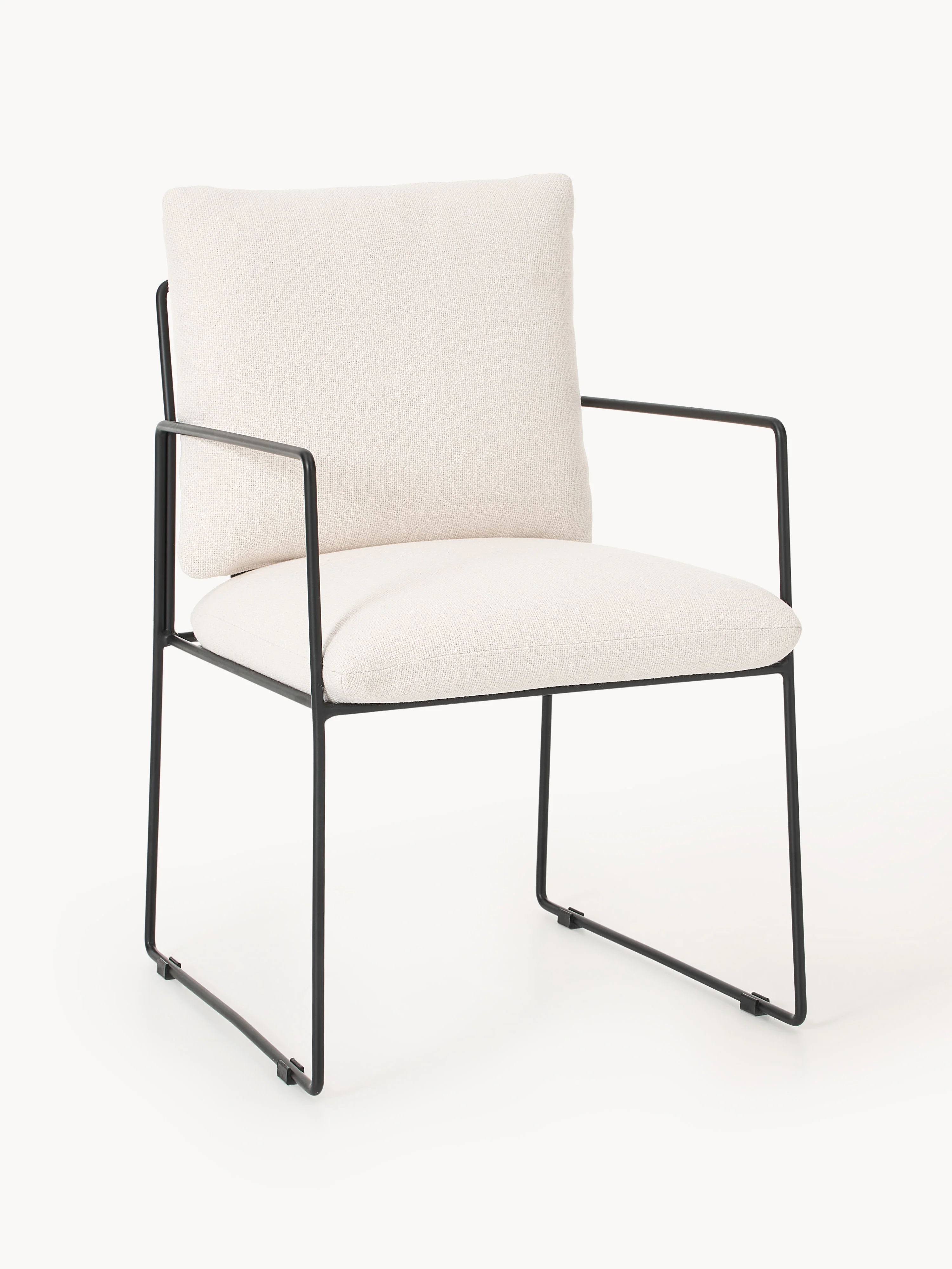 Westwing Collection Wayne upholstered chair - Linen blend Off White, Black