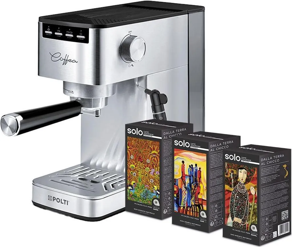 Polti Coffea P10S Espresso Coffee Machine Pods E.S.E. 15 bar Milk Frother Silver