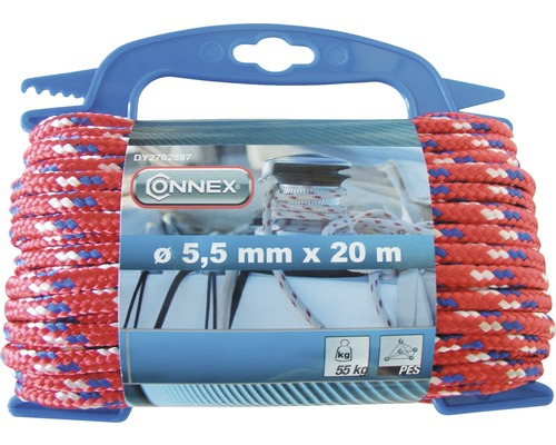 Connex Polyester rope braided red blue Ø 5.5 mm length 20 m