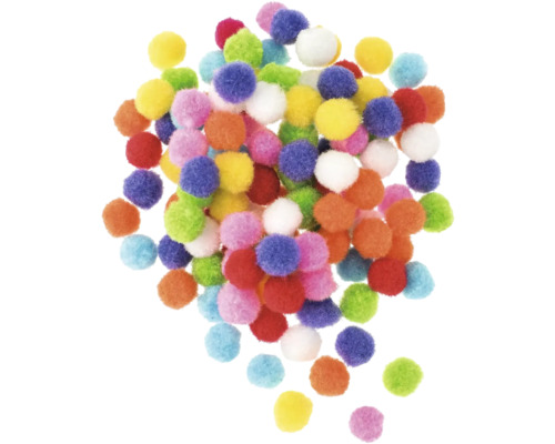 Mixed colorful pom-poms, 1 cm, 120 pieces