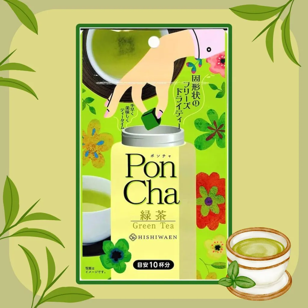 PonCha Green Tea – Green Tea Cubes – 10g Tea Tablet + Heartforcards Shipping Protection 10g