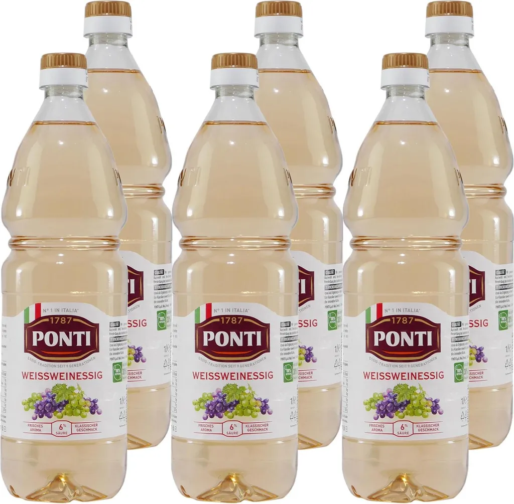 Ponti White Wine Vinegar 6% Acidity (12 x 1.0L)