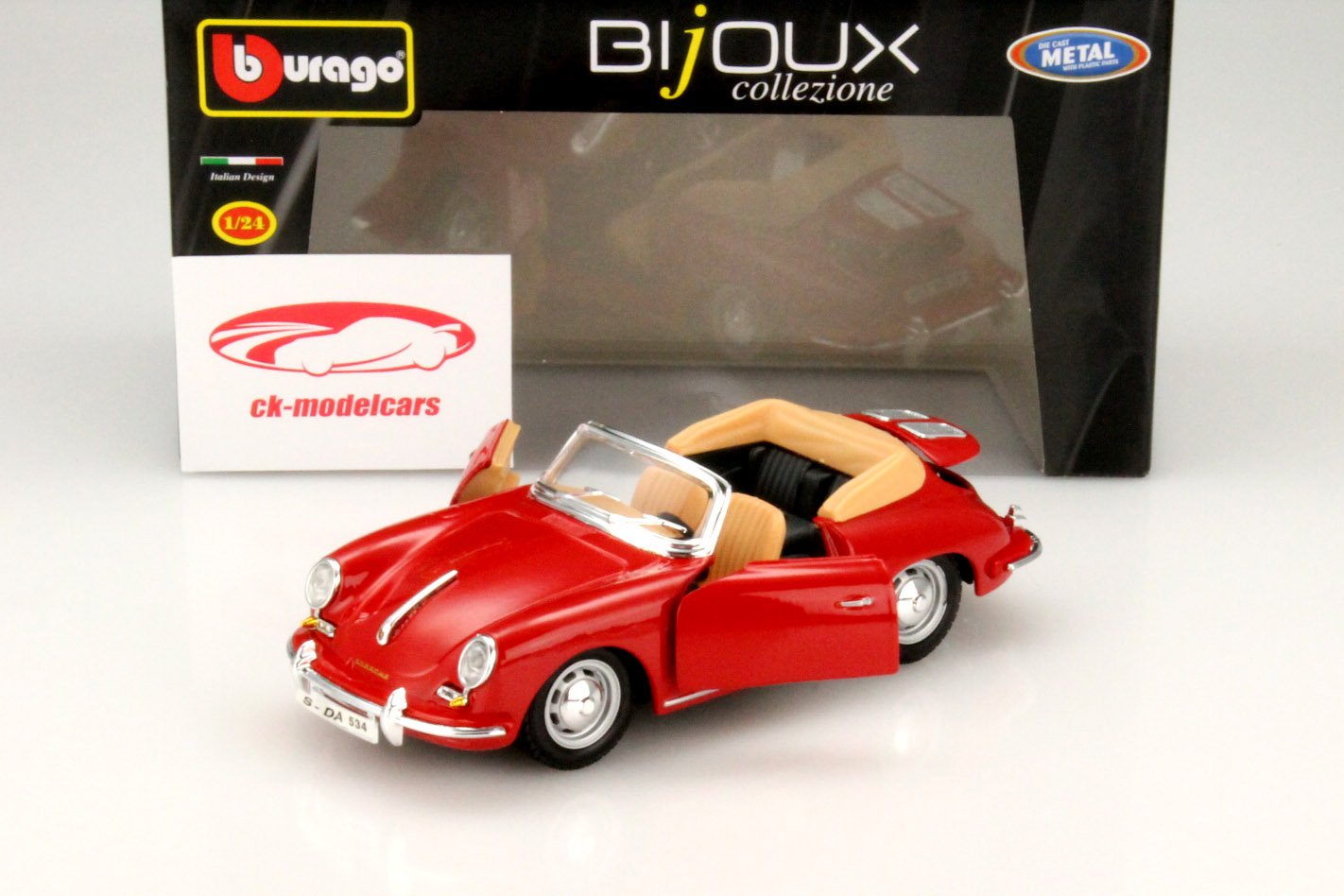 Bburago Porsche 356 Cabriolet 1961 (Black) Schaal 1:24