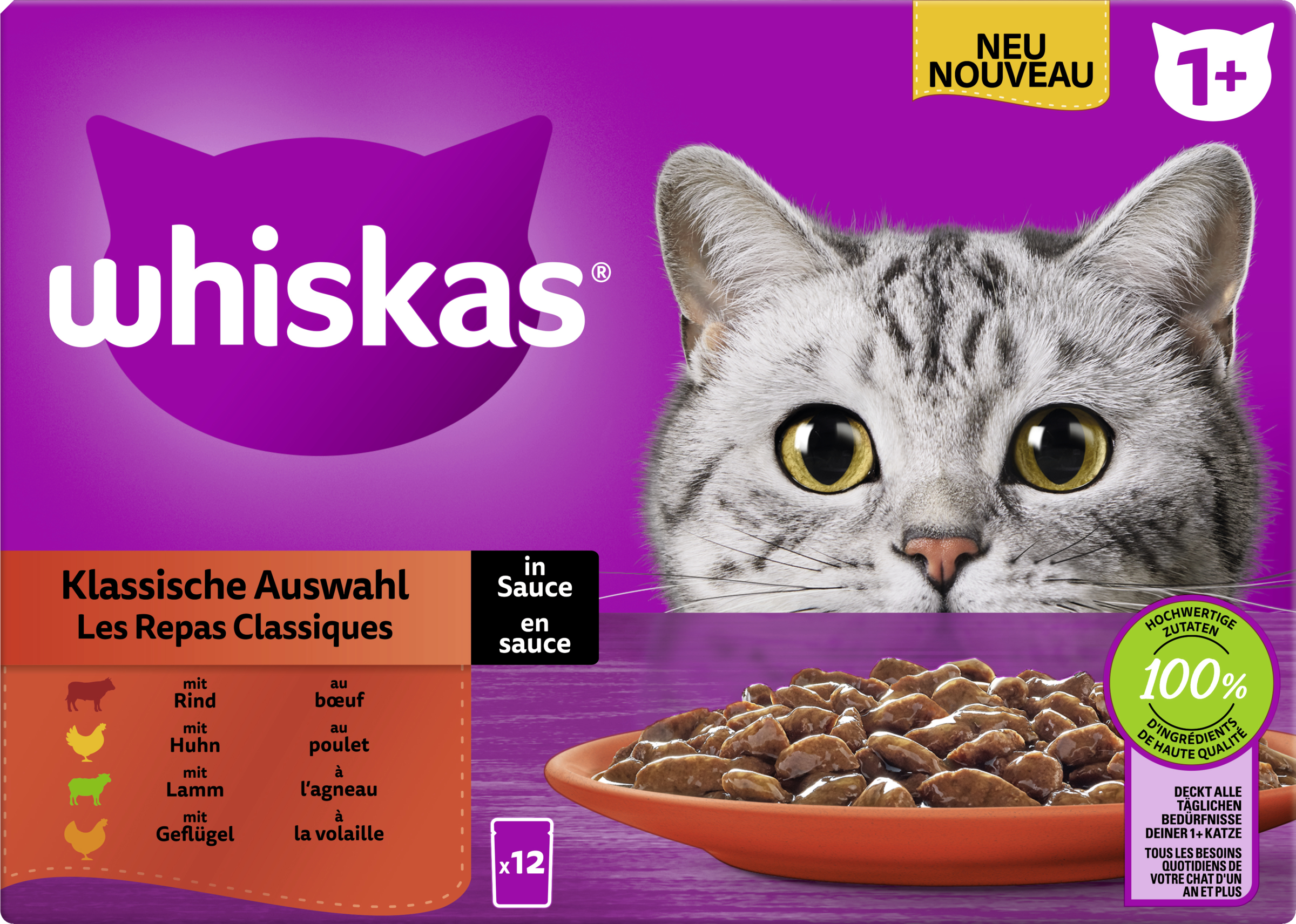 Whiskas Portion bag multipack 1+ classic selection in sauce