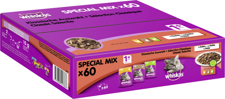 Whiskas Special Mix 1 Serving Bags+ Classic selection in jelly