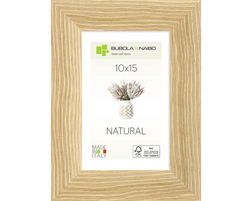 Bubola&Naibo Portrait frame, wood, natural oak, wide frame, 10x15 cm