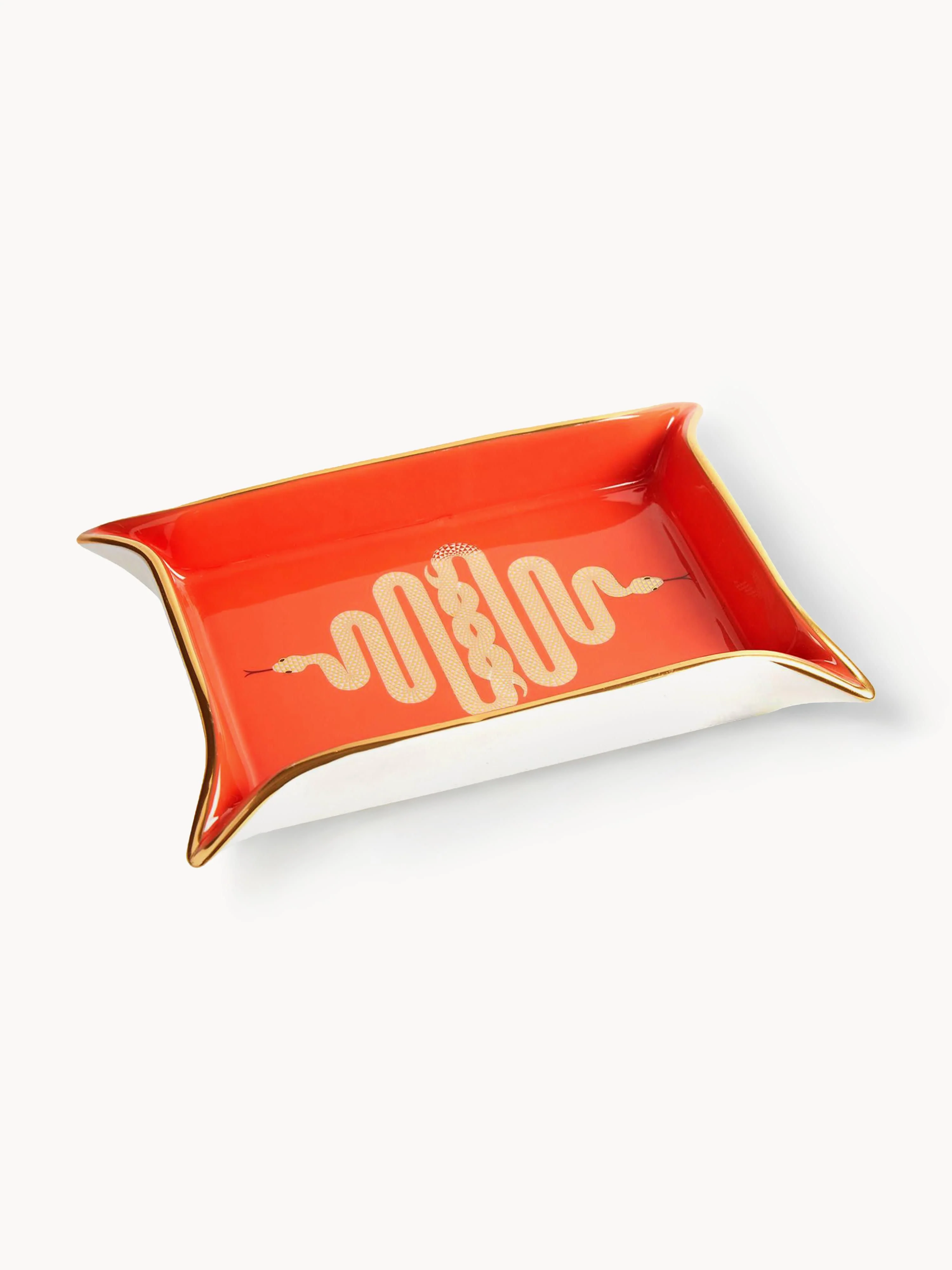 Jonathan Adler Porcelain decorative tray Snake with gold, Snake