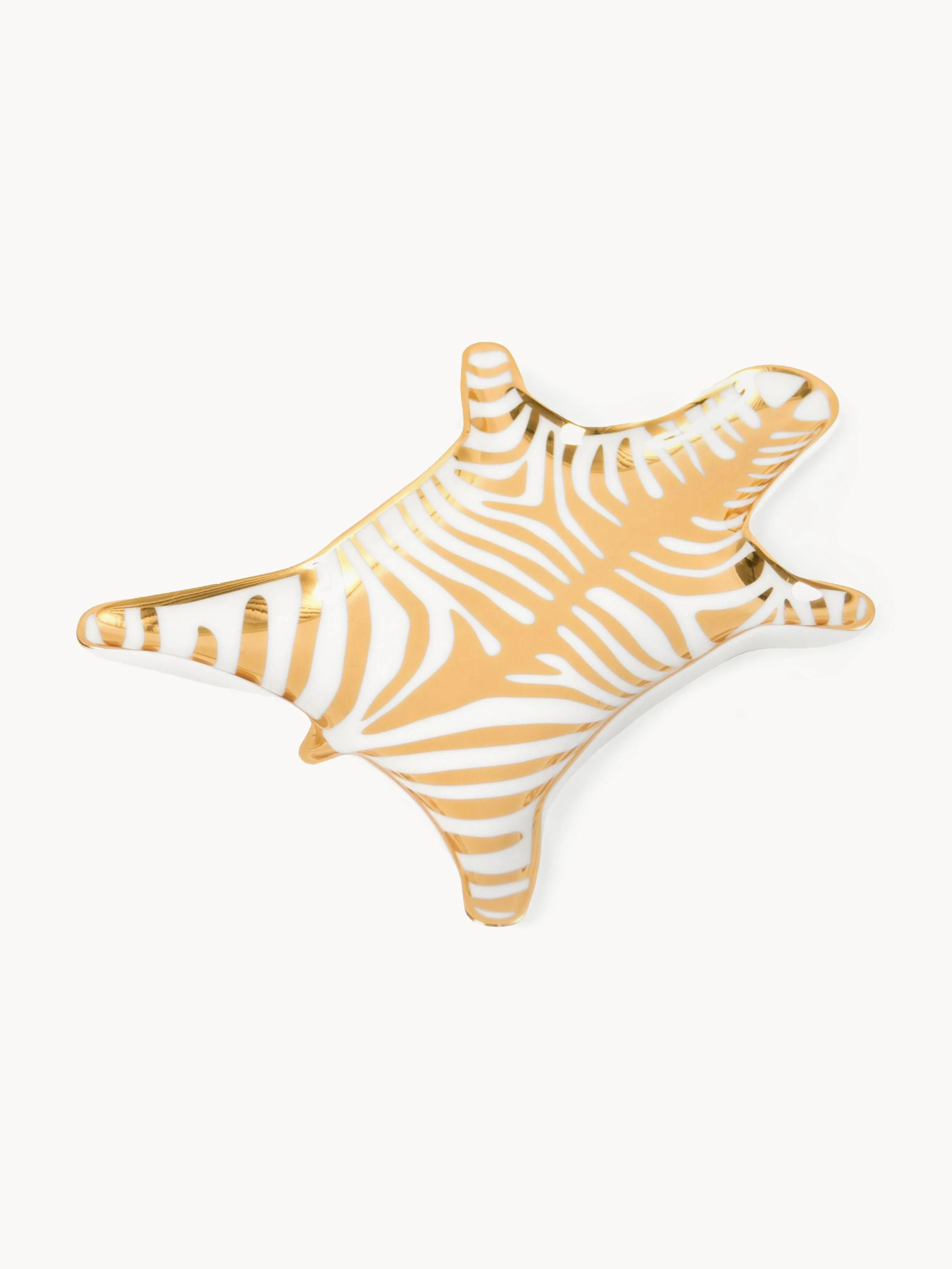 Jonathan Adler Porcelain decorative tray, zebra design with gold