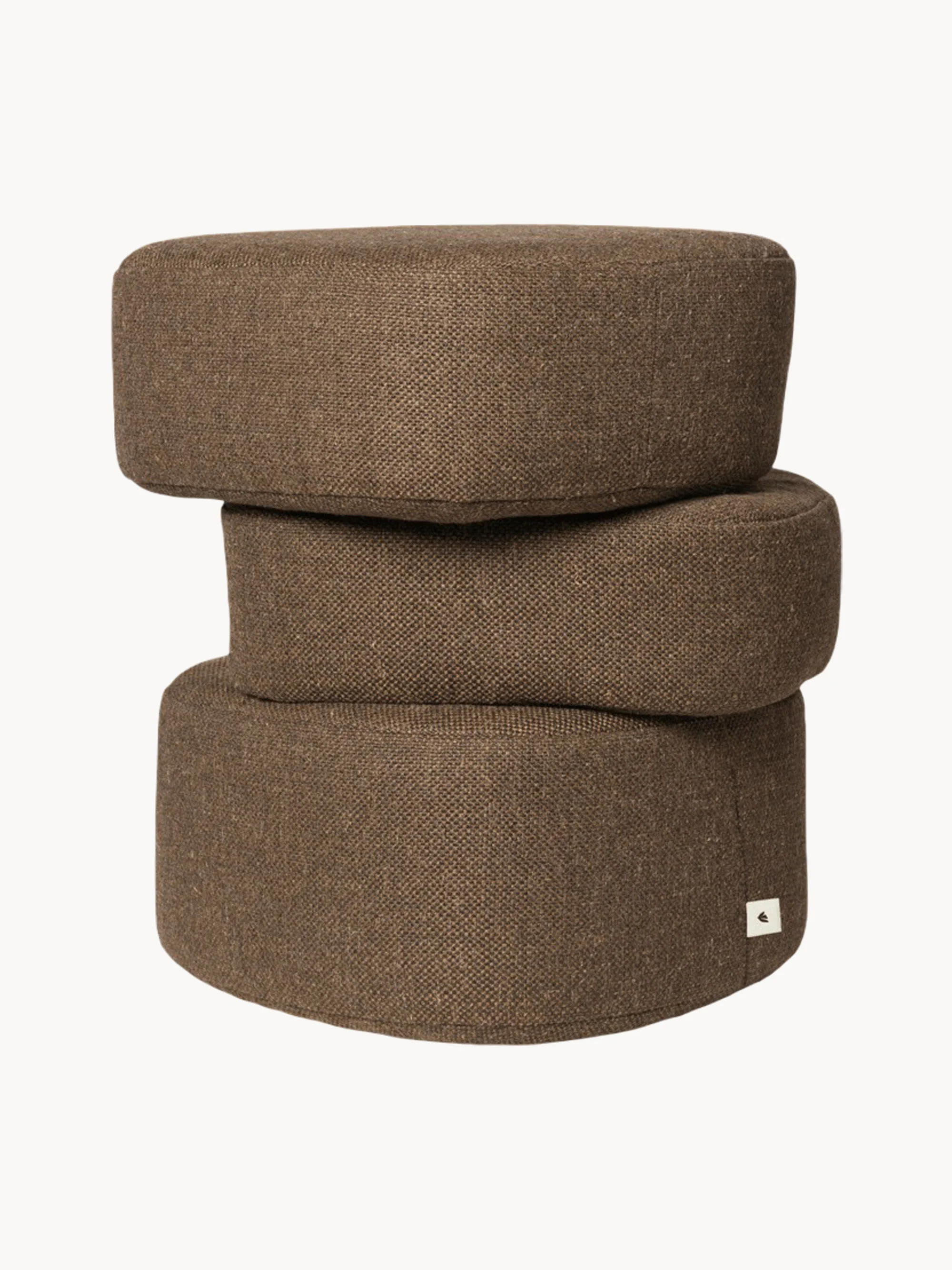 Ferm Living Plyo pouf, Woven fabric, dark brown
