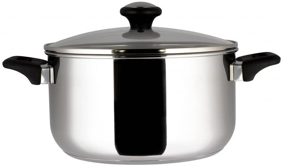 Prestige Everyday Stainless Steel Stockpot, 7.6 Litre Black/Silver