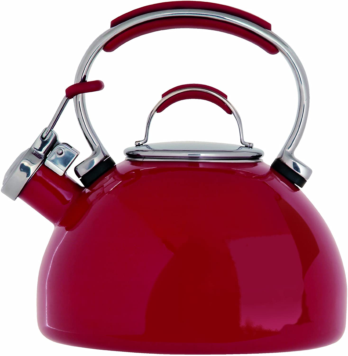 Prestige Porcelain Enamel Whistling Kettle, 2 Litre - Red