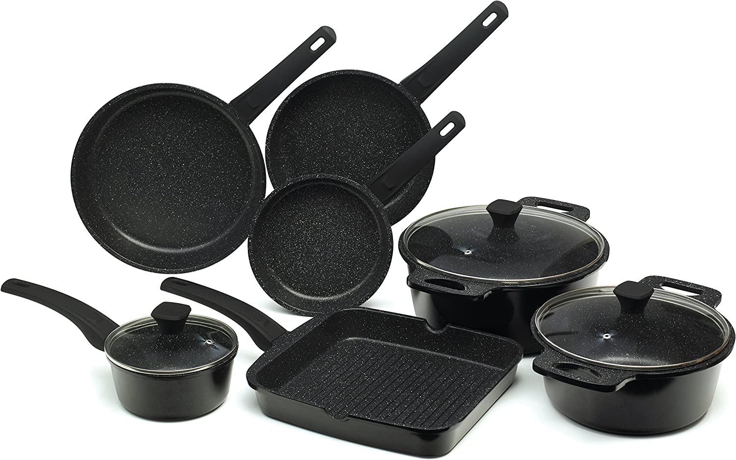 Prestige Stone Quartz Aluminium Saucepan with Lid Size: 19.5 cm H x 39 cm W x 30.5 cm D