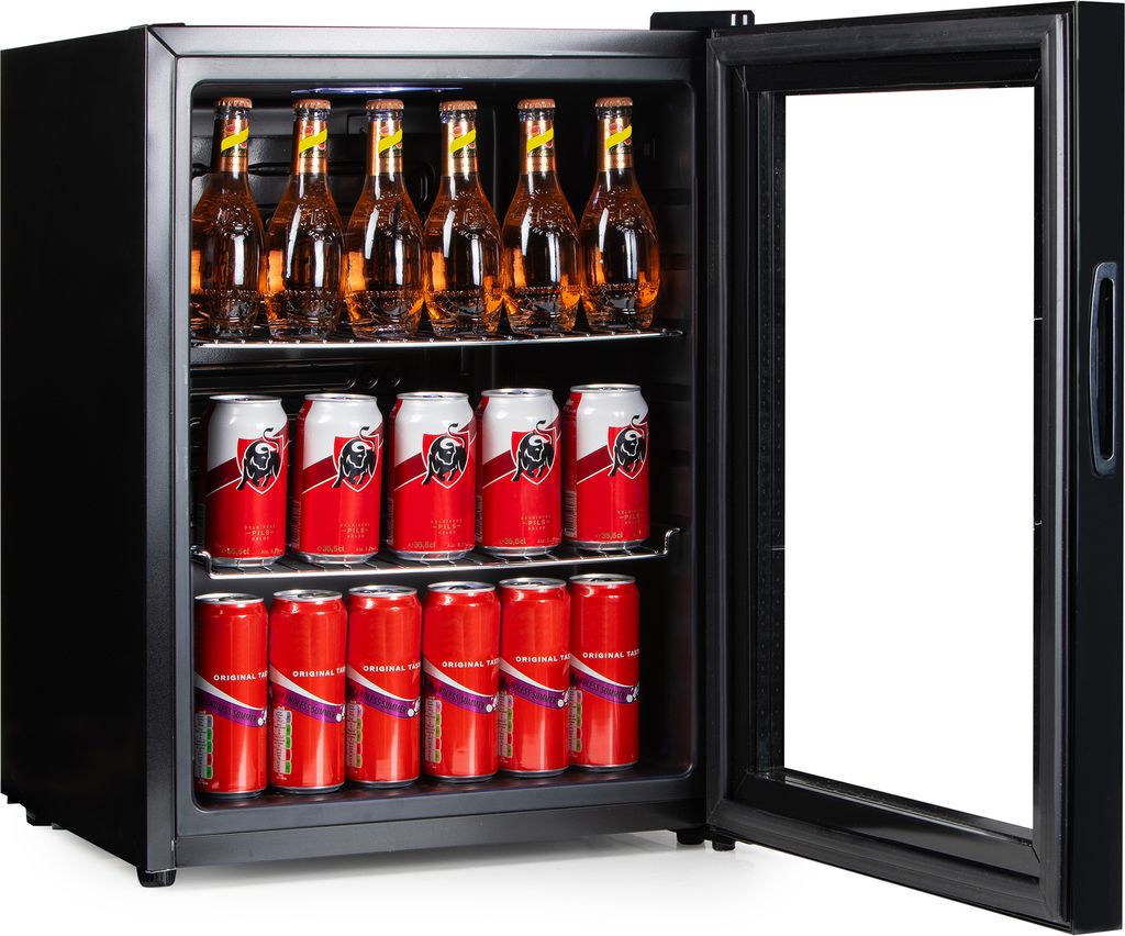 PRIMO PR179BC Beverage Refrigerator - Minibar - Mini Fridge - Glass Door - Freestanding - 60L - D - Black