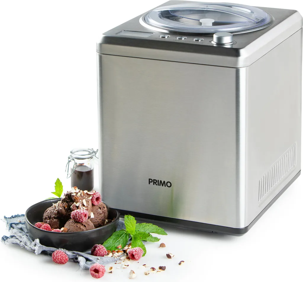 PRIMO PR408IM Ice Cream Maker - Self-Cooling - With Compressor - 2L - Silver