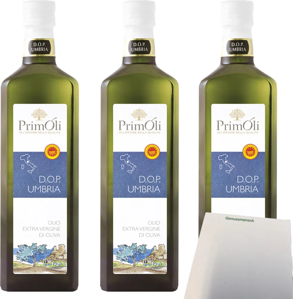 PrimOli Extra Virgin Olive Oil Umbria Colli Martani 3-pack (3 x 500ml bottles) + usy Block 1500 ml