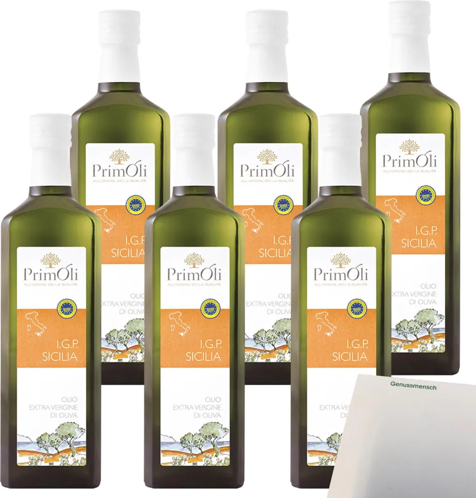 PrimOli Sicilia Extra Virgin Olive Oil I.G.P. Pack (6 x 500ml bottles) + usy Block 3000 ml