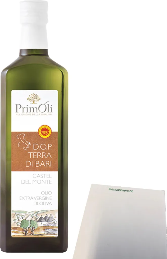 PrimOli Terra di Bari Castel del Monte Extra Virgin Olive Oil (500ml bottle) + usy Block 500 ml