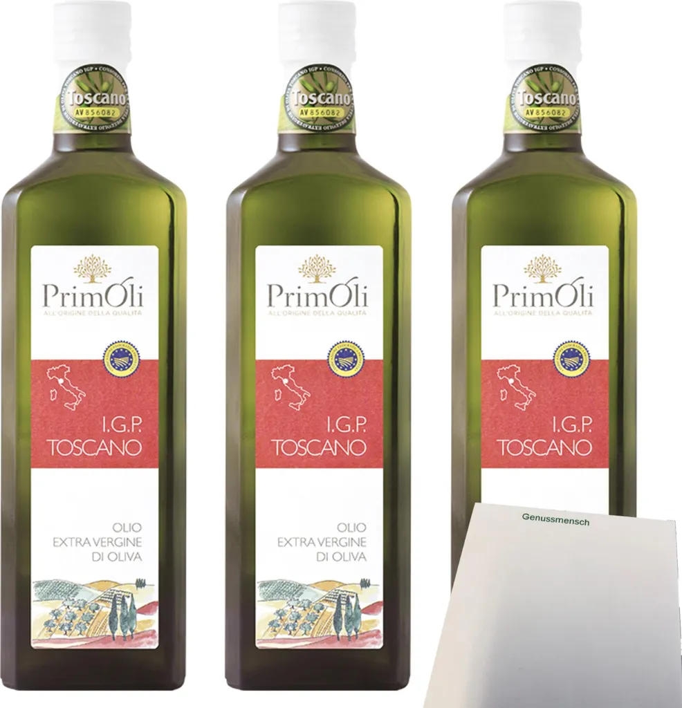 PrimOli Toscana Extra Virgin Olive Oil 3-pack (3 x 500ml bottles) + usy Block 1500 ml
