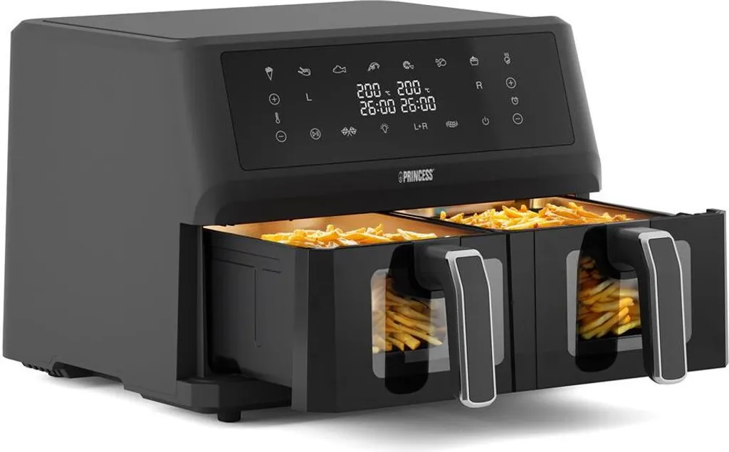 Princess Hot Air Fryer Double Basket 2 Cups 11 L BPA PFAS Free Deep Air Fryer Cooking Appliance Powerful