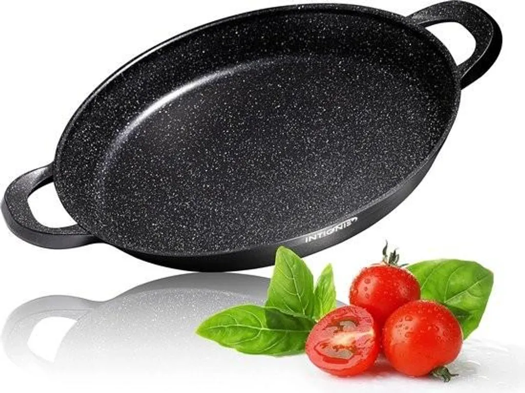 Merkloos Professional paella pan | 40 cm frying pan | Aluminum | Non-stick coating (marble) | Chemical-free | Suitable for all induction hobs and oven-safe