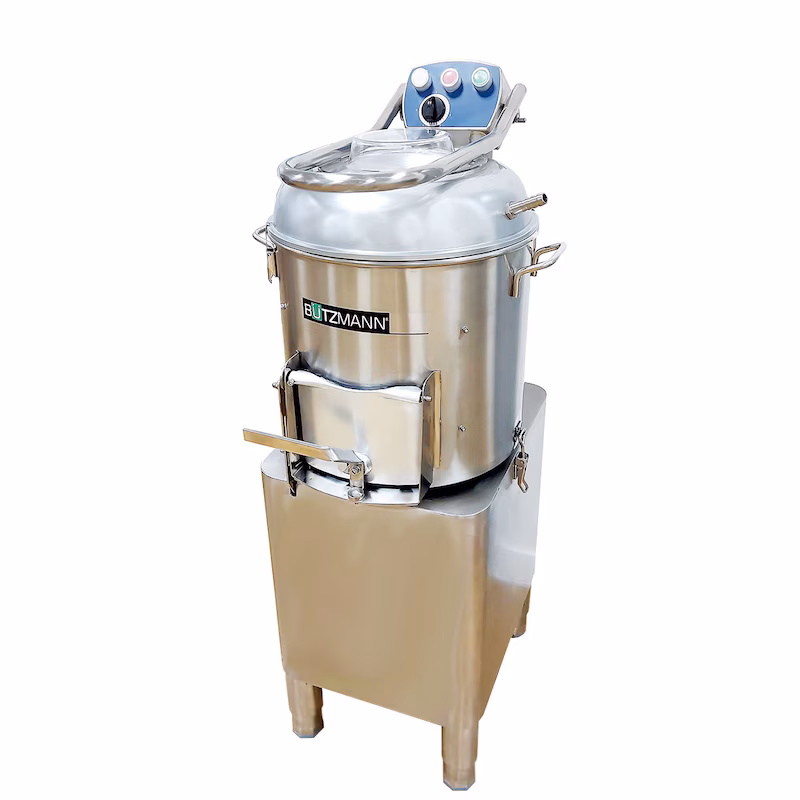 Professional potato peeler for peeling up to 20 kg per cycle Bützmann P-20. Abrasive peeling system.