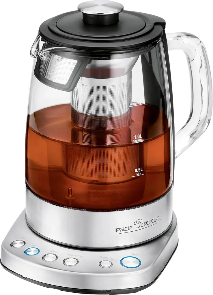 ProfiCook Glass Tea/Water Kettle WKS 1167 G, 2, WiFi control, e App, programmable temperature control, glass/stainless steel housing, 1.5 liters