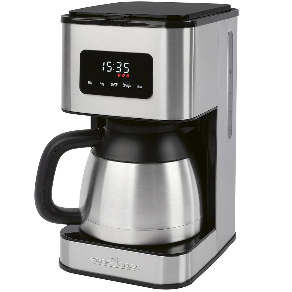 ProfiCook® Coffee Maker with Thermos | for up to 10 cups of coffee | Aroma selection | Drip stop | Filter coffee maker | 900W | PC KA 1300