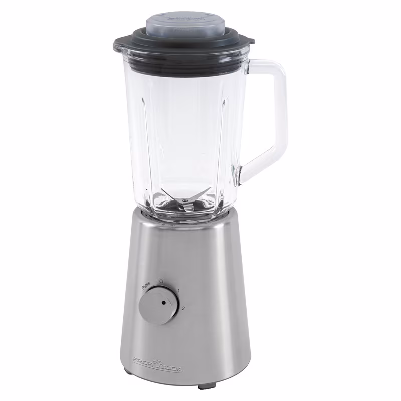Proficook UM 1213 American-style blender, 1-liter glass container, 2 speeds + pulse, ice pick function, stainless steel blades. 500W Silver