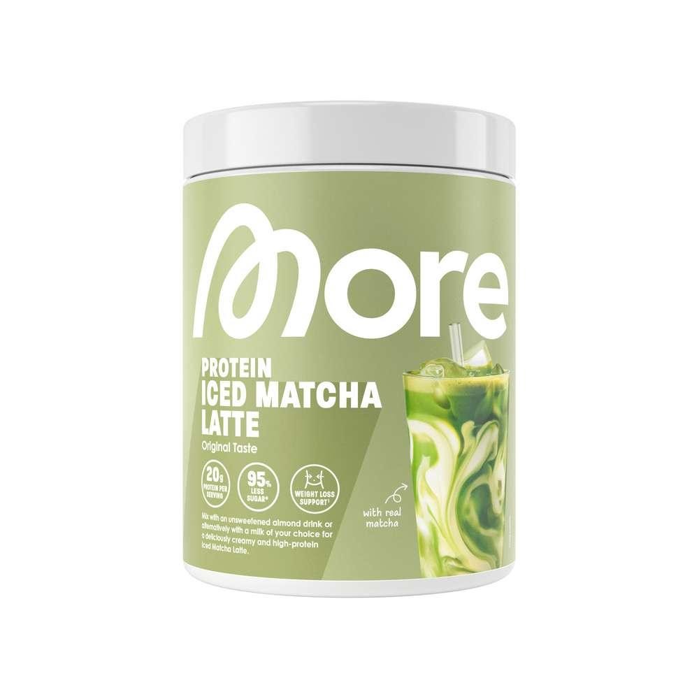 More Nutrition Protein powder, iced matcha latte
