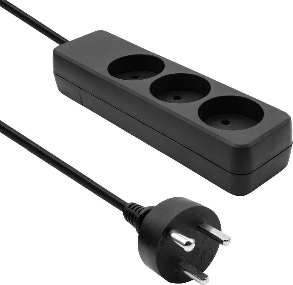 ProXtend Danish Extension Cord 3 Sockets 7M, Black, K3-KIT07B
