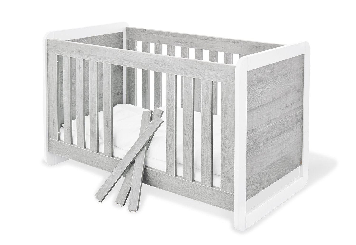 Pinolino 113440 Modern Children\'s Bed with 3 Rungs MDF Matte and Coated 140 x 70 cm Ash Grey / White