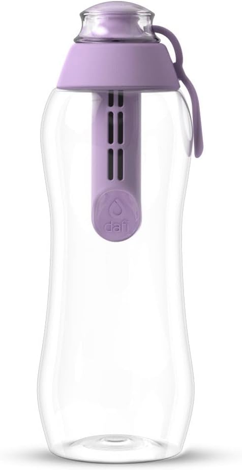 DAFI Water Bottle with Filter 0.3 L Purple - BPA-Free Water Bottle with Water Filter, Sports Bottle with Filtered Water for Travel, Filter Bottle Outdoor + Activated Carbon Filter Water Bottle