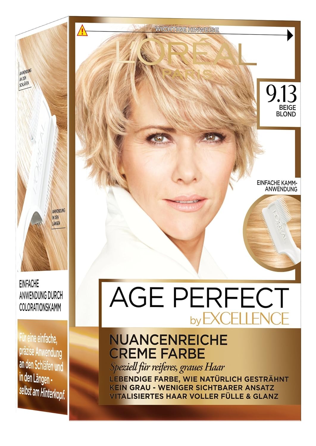 L\'Oréal Paris Excellence Age Perfect Coloration 9.13 Beige Blonde Pack of 3