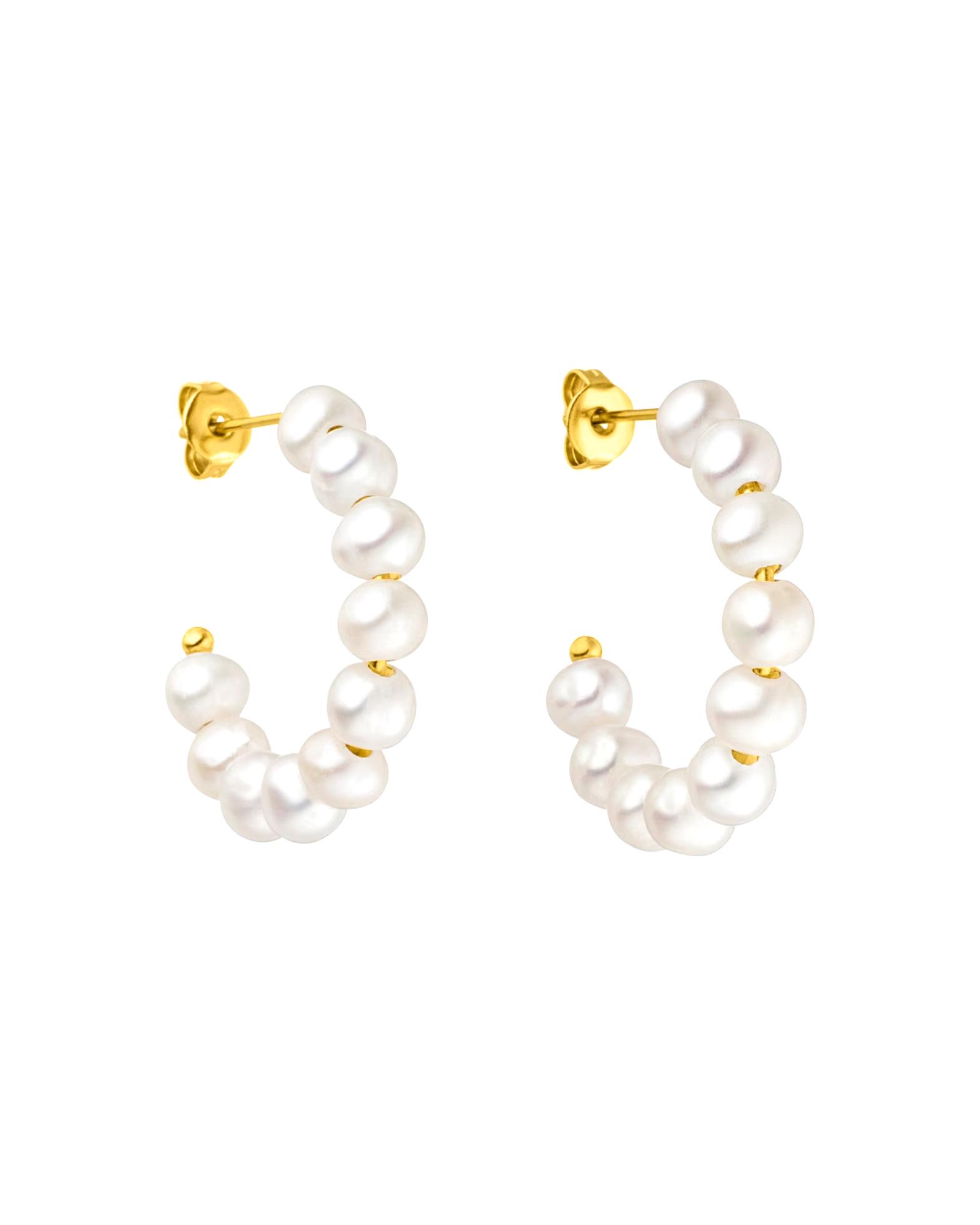 Purelei hoop earrings Aina with cultured pearl trim