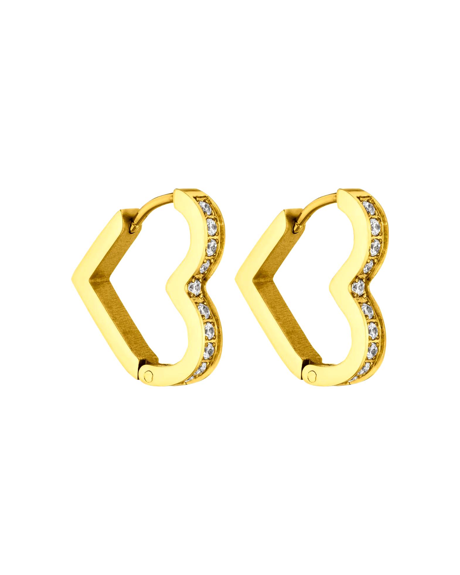 Purelei Hoop Earrings Glitter Heart in heart shape with gemstones