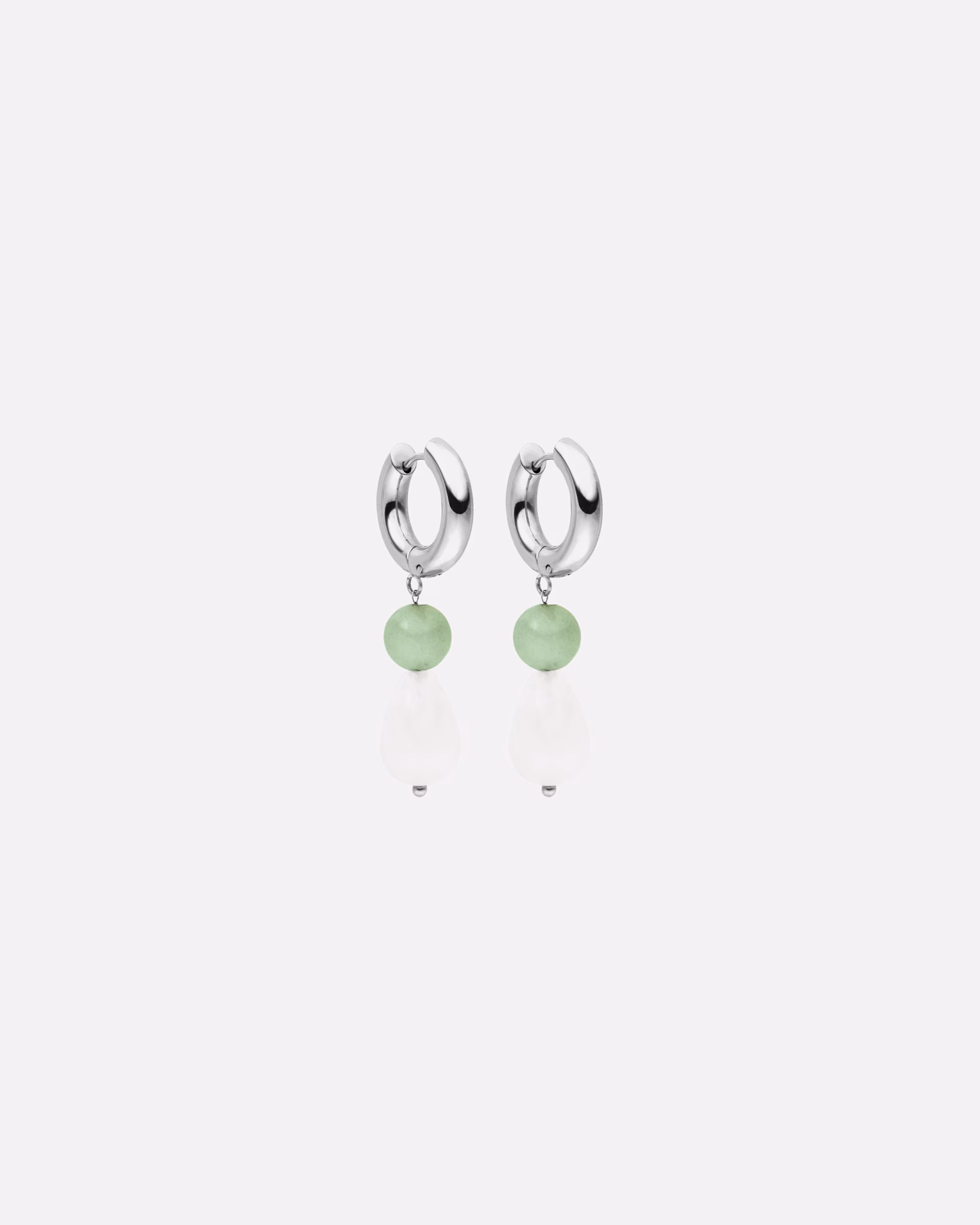 Purelei earring 100% stainless steel Clear Quartz Drop with an aventurine pearl