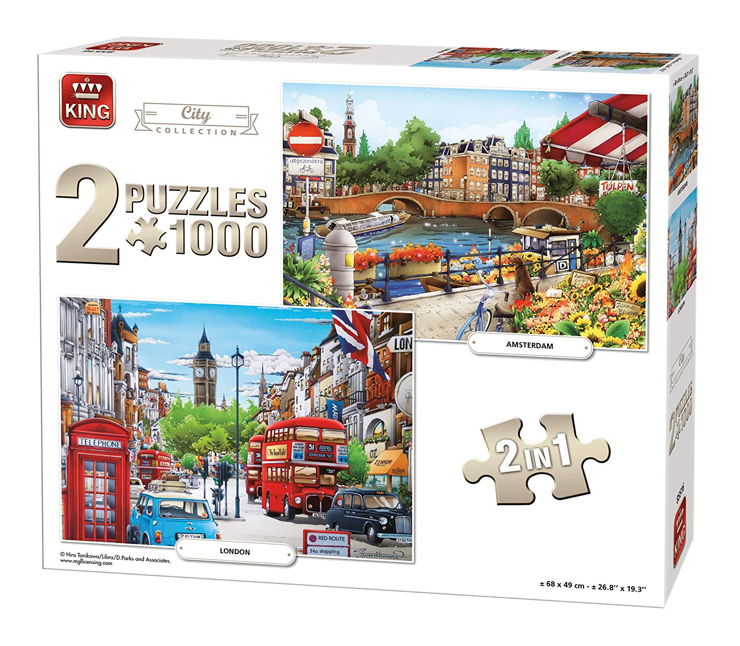 King Puzzle 1000 Pieces - 2 Puzzles - Amsterdam & London