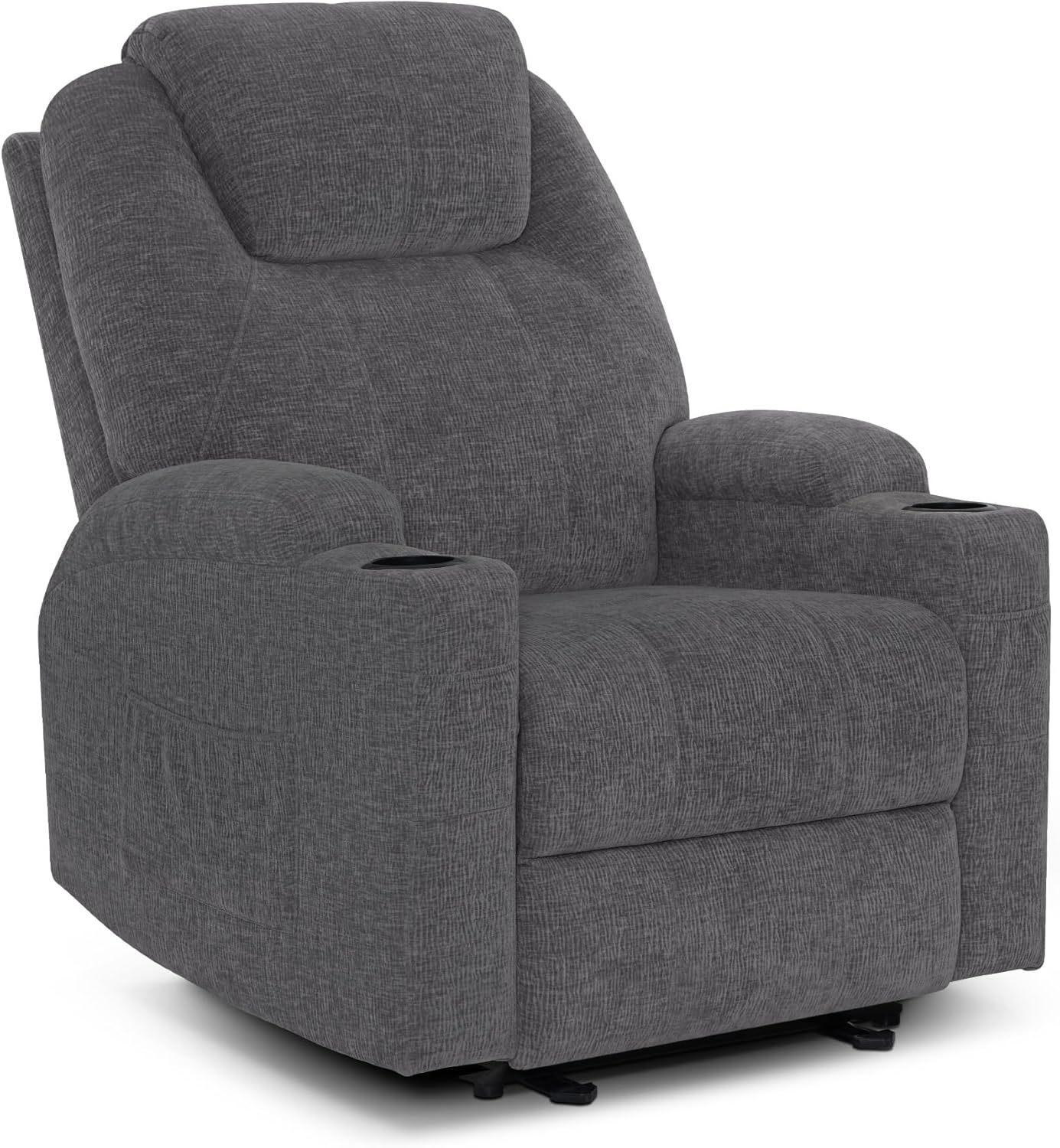 MCombo Store M MCombo 7061 Electric Recliner Chair Massage Chair TV Chair Reclining Function Vibration Heating (Grey Chenille)