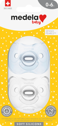 MEDELA Pacifier Soft Silicone, light blue/uni, 0-6 months, 2 pcs