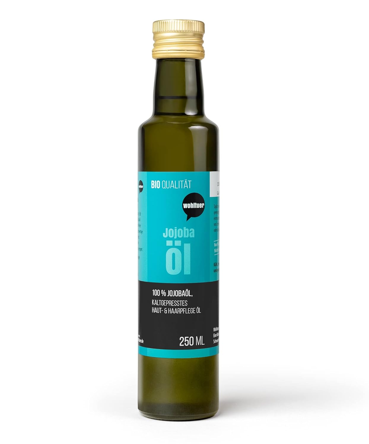 Wohltuer Organic Jojoba Oil 250 ml - Natural Skin & Hair Care - Cold Pressed & Free from Additives - Natural Cosmetics for Face, Hair & Body