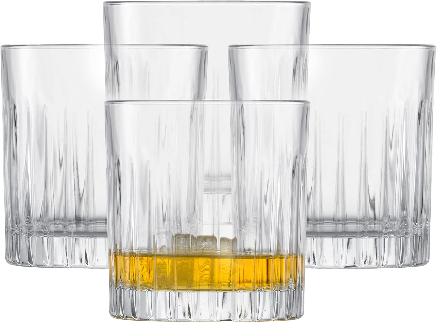 SCHOTT ZWIESEL Stage Whiskey Glass Set of 4 Straight Tumbler for Whiskey with Relief Dishwasher Safe Crystal Glasses (Item No. 121879) Crystal
