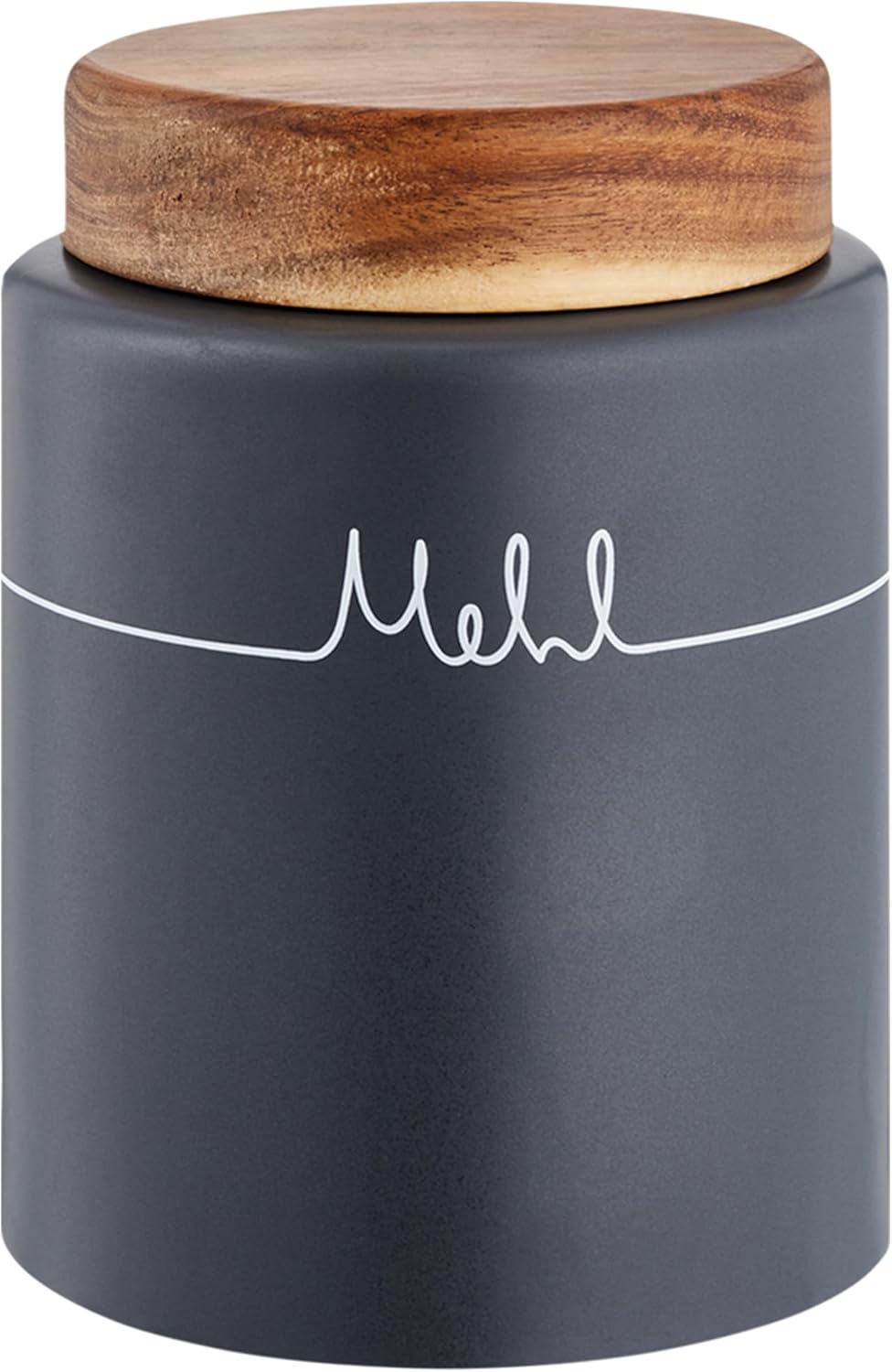 KHG Storage Jars Set Ceramic Anthracite Wood Lid Coffee Container Potato Box Onion, Flour
