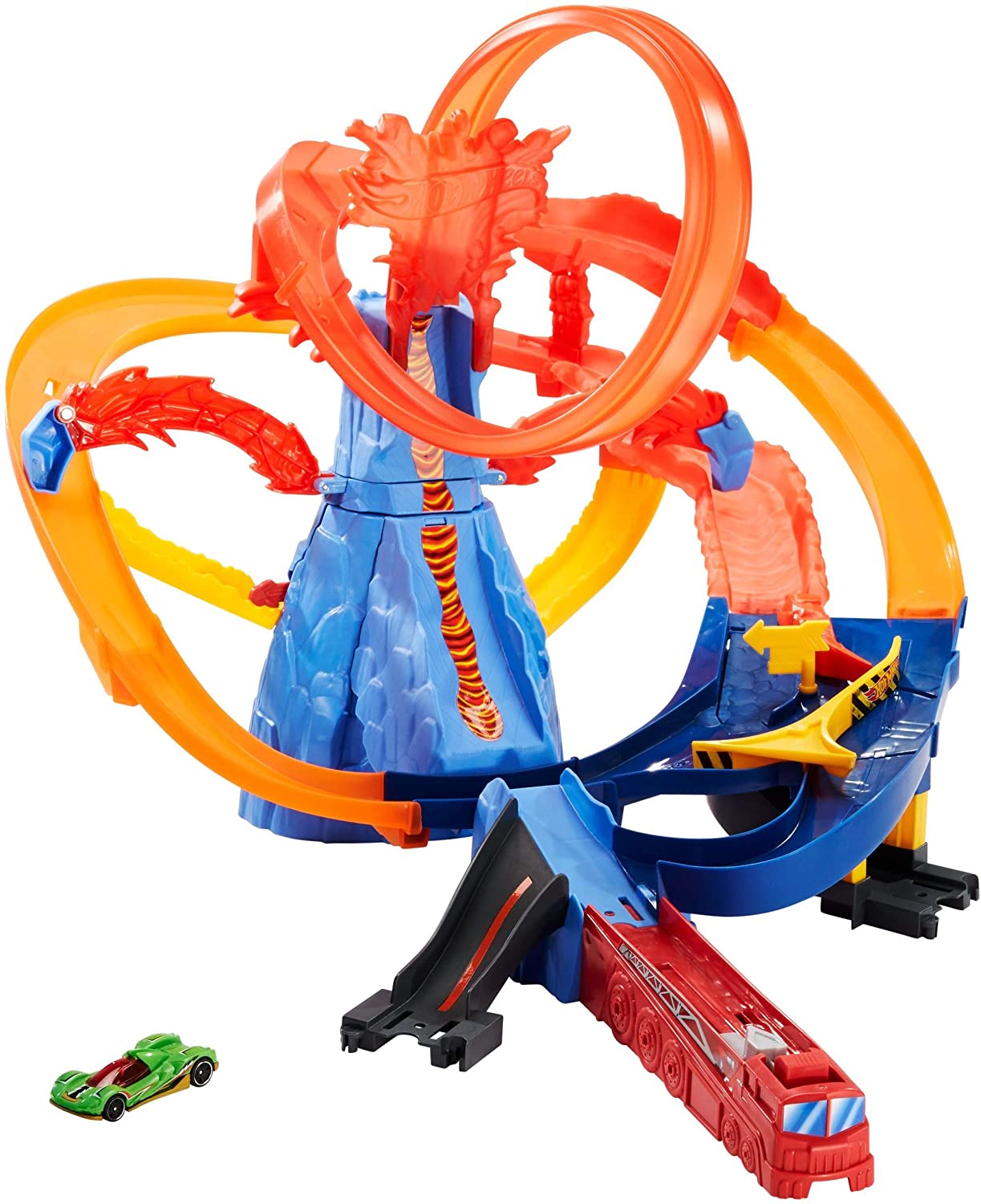 Hot Wheels Ftd61 City Volcanic Escape Track Set-Motorized Volcano Looping P
