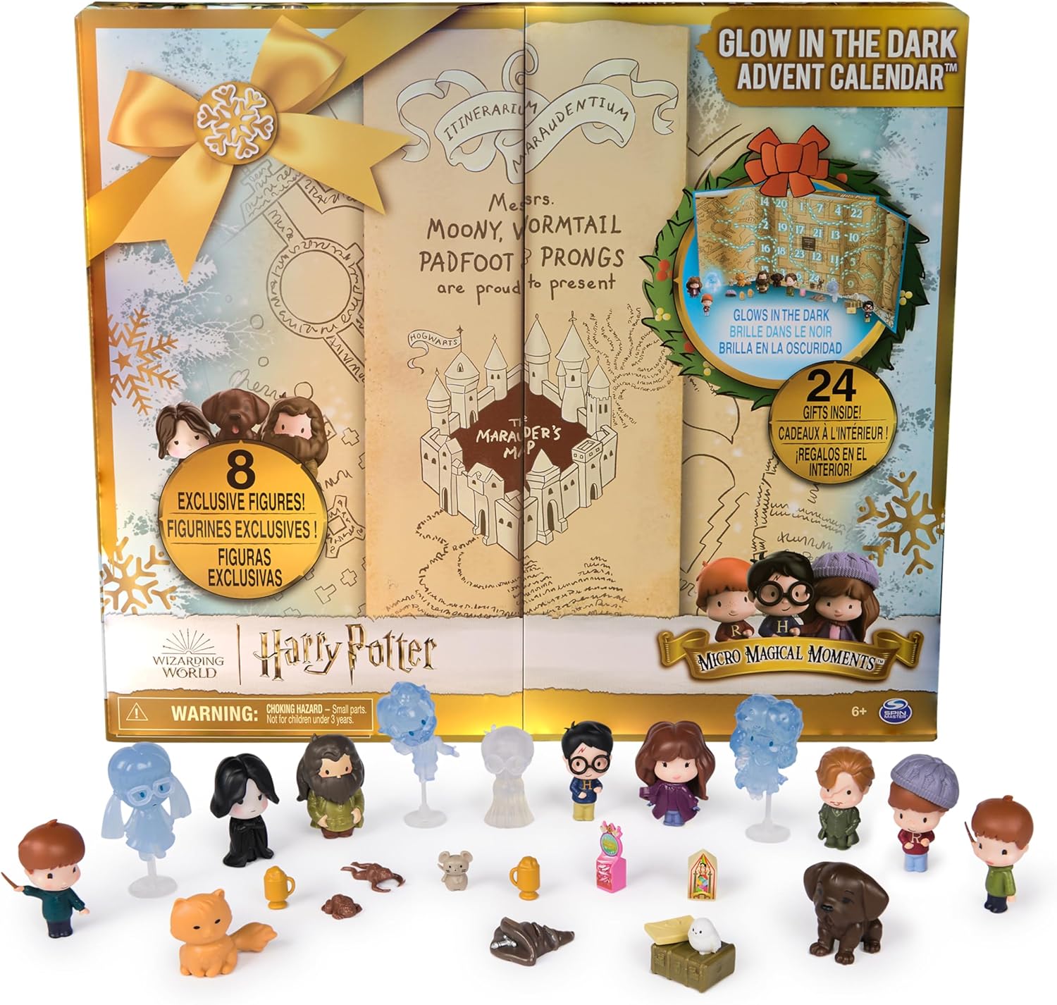 Wizarding World Harry Potter The Marauder\'s Map Advent Calendar with Glow in the Dark Effect, 8 Exclusive Figures and Other Surprises, Toy for Children from 6 Years Old, Fan Item