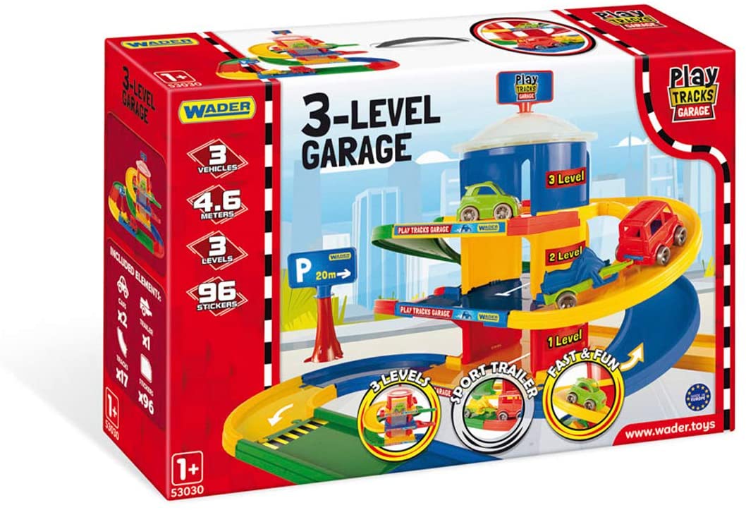 Wader 53030 Play Tracks Garage Levels With 3 Vehicles And 4.6 M Play Road, 