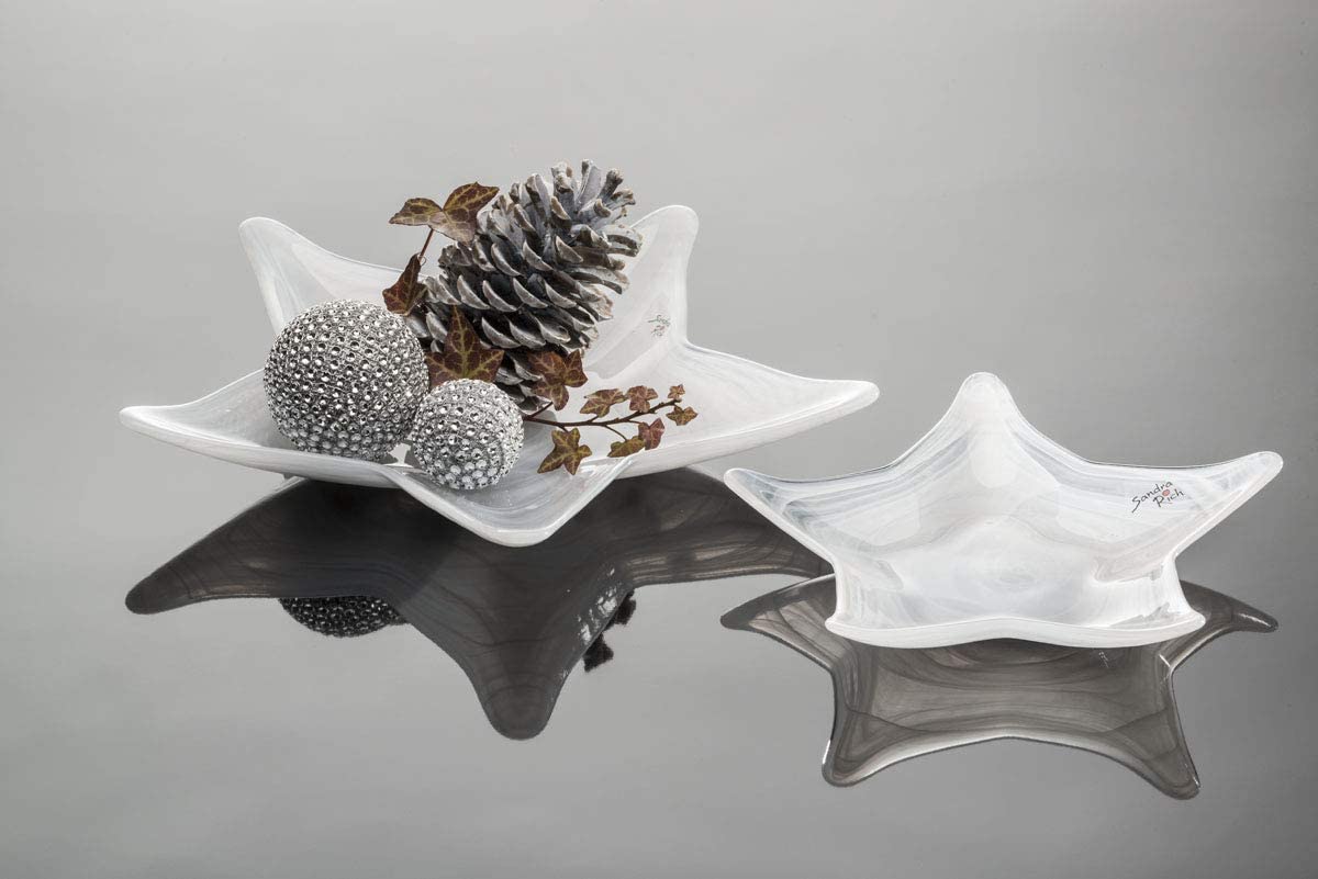 Sandra Rich, Alabaster Star Plate Glass Bowl – White 32 cm Glass Bowl in Star Shape 1 Piece in White 2230-32-40