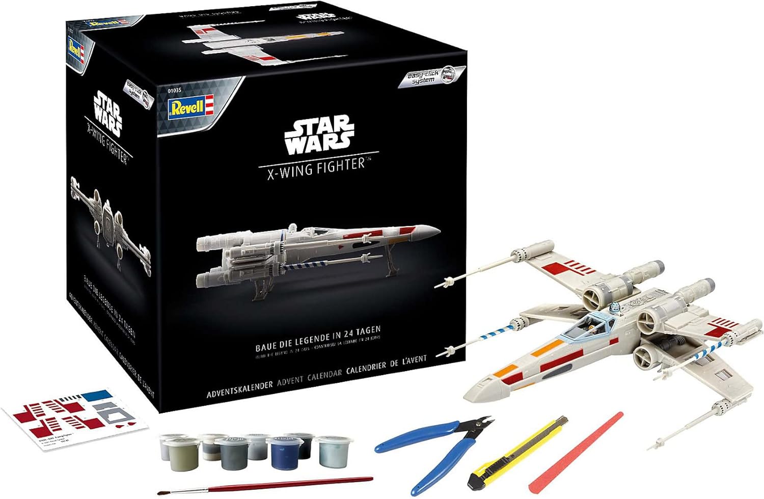 Revell Advent Calendar, X-wing Fighter with Easy-Click System in 24 Days to Star Wars Model, Advent Calendar for Boys, Girls & Adults from 10 Years, Christmas Gift
