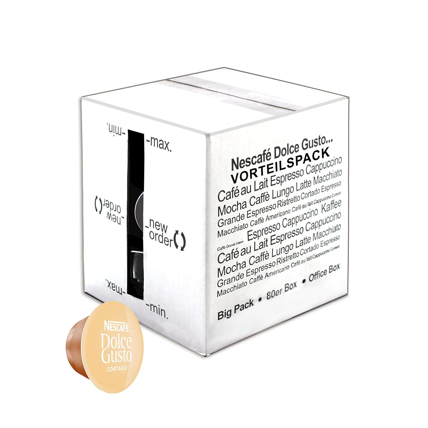 80 x Nescafé Dolce Gusto Cortado Espresso Macchiato, Coffee, Coffee Capsule, Bulk Pack, Value Pack, 80 Capsules